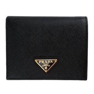 Black Saffiano Triangle Logo Folding Wallet Qhh